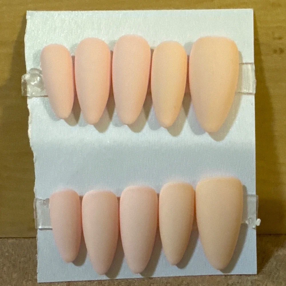 Matte Peach Almond Press On Nails Medium Length Full Coverage False Nail‎ Set